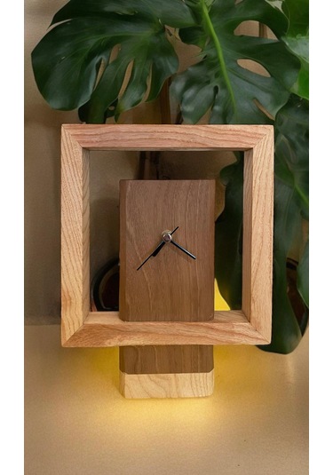 El Yapımı Ceviz Ve Kayın Ağacı Ahşap Masa Saati