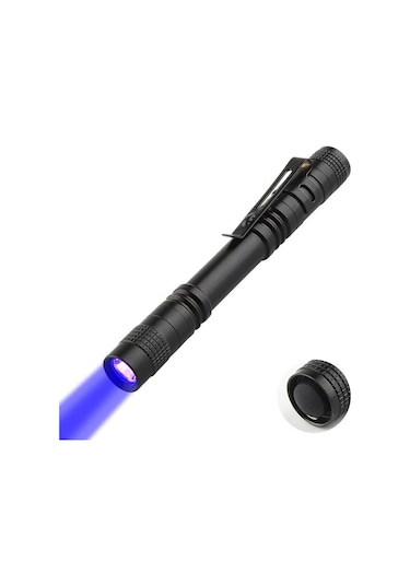 Valkyrie 395nm Ultraviyole Uv Kalem El Feneri - Alüminyum Darbeye Suya Dayanıklı Cep Feneri Klipsli Kalem Fener Blacklight Siyah