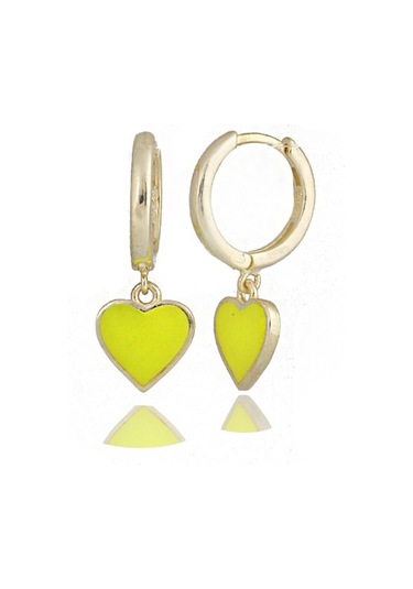 Masaliko Kalp Neon Gümüş Küpe Sb2085, 925 Ayar Gümüş Küpe, Altın Kaplama, Günlük Küpe - Çift / Rosegold Gümüş