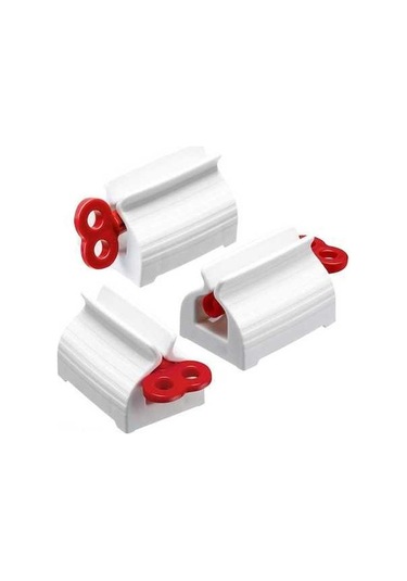 Fortunelane Kırmızı 3 Adet Diş Macunu Sıkacağı - Abs Malzeme - Krem Ve Diş Macunu İçin Kırmızı