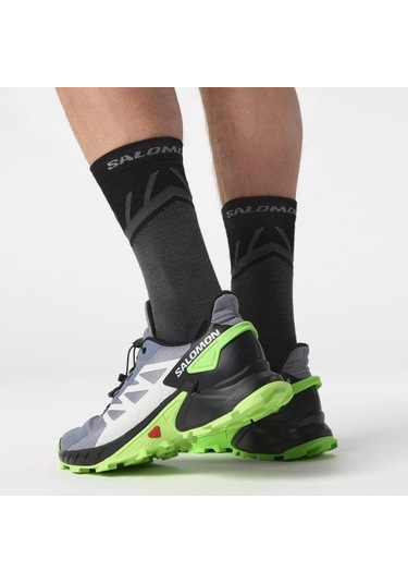Salomon 473158 Supercross 4 Flint Stone/black/green Gecko Erkek Outdoor Ayakkabı Gri