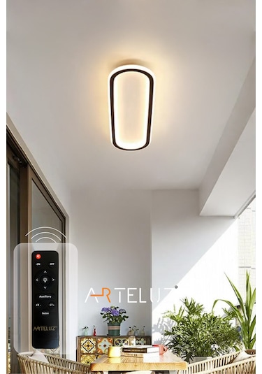 Uzun Elips Model Modern Plafonyer Avize 50x16 Cm Siyah