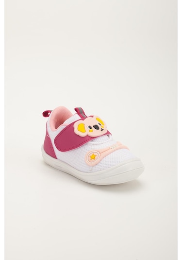 Şirinbebe Ortopedik Kız Bebek İlkadım Ayakkabı Fuşya Cırtlı Anorak-4055 Fuşya