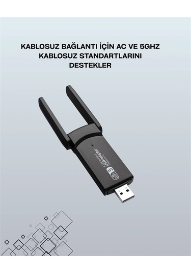 Tak-çalıştır Özellikli Çift Bant Wifi Adaptör - 1200 Mbps