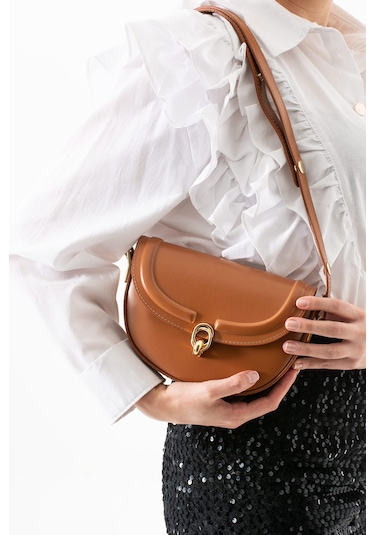 Acı Kahverengi Suni Deri Ayarlanabilir Askılı El ,kol Ve Omuz Çantası Açık Taba