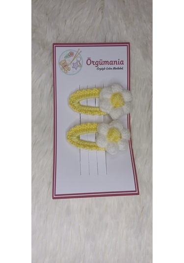 Amigurumi Toka - Çıtçıtlı El Örgüsü Toka 1 Çift Açık Sarı