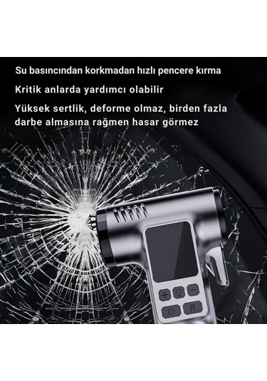 Coofbe 4in1 150psı 4000mah Şarjlı Araç Lastik Şişirme Pompası+emniyet Kemer Kesici+cam Kırıcı+led Işıklı