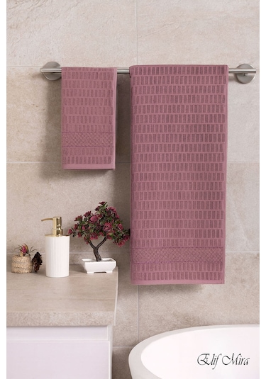 Banyo Havlu Seti %100 Pamuk 2 Parça 50 90 + 90 150 Cm Soft Comfort Mürdüm