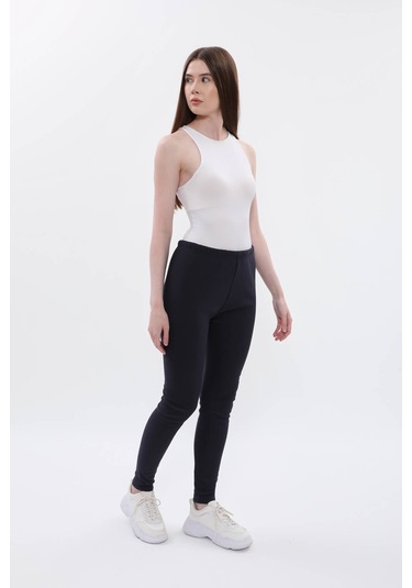 Kadın Yüksek Bel İçi Polarlı Tayt Lacivert