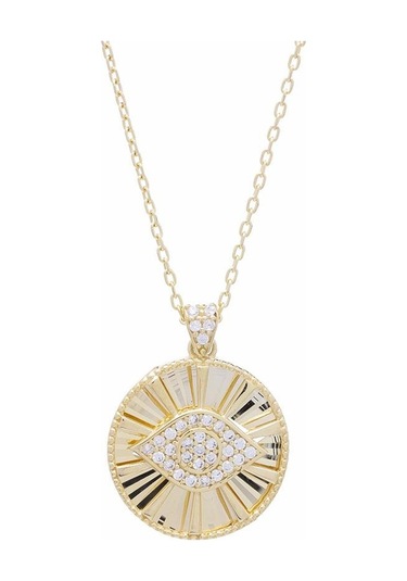 Göz-güneş Model Gold Rengi Zirkon Taşlı 925 Ayar Gümüş Kadın Kolye