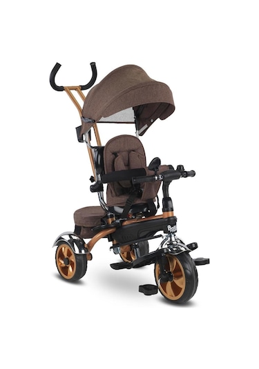 Babyhope Star Üç Teker Bisiklet Bh-9500 Ebeveyn Kontrollü Şişme E Kahverengi