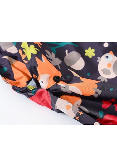 Petityu Fox Hayvanlı Yağmur Tulumu Yağmur Pantolonu lacivert