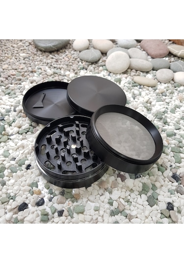 Siyah 75 MM 4 Katlı Grinder Herbal Öğütücüsü Parçalayıcı  Rb82sy