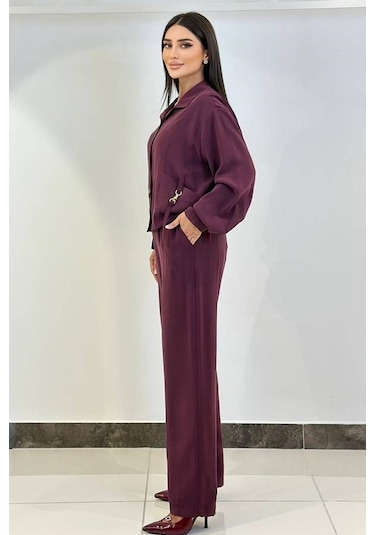 Fever Beli Lastikli Likralı Kadın Pantolon 352112009 Mürdüm