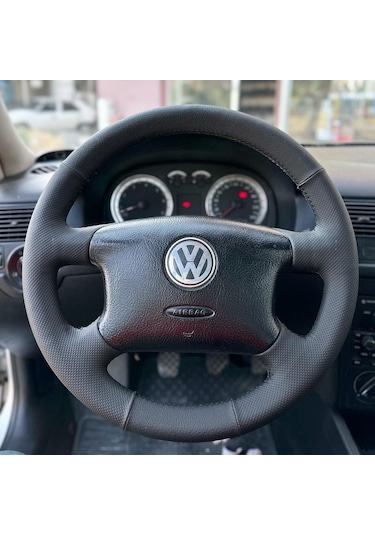 Volkswagen Golf 4 Araca Özel Direksiyon Kılıfı Nokta Düz Siyah D