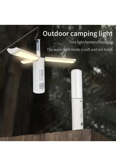 Sones 3500mah M26 Katlanabilir El Lambası Taşınabilir Üçlü Yaprak Kanca Açık El Feneri Çok Fonksiyonlu Kamp Işık Beyaz