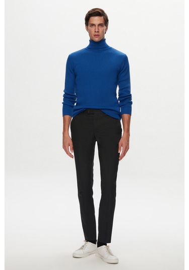 Twn Slim Fit Saks Mavi Rib Örgü Kazak 5ec0606317641 750