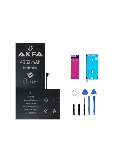 Akfa Apple Uyumlu iPhone  13 Pro Max Telefon Batarya- 4352 Mah+tamir Seti Model:86498655618