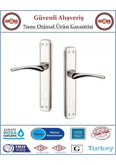 Bravo İç Oda Kapı Kolu - Mat Nikel Kaplama - 1 Takım Ön Ve Arka