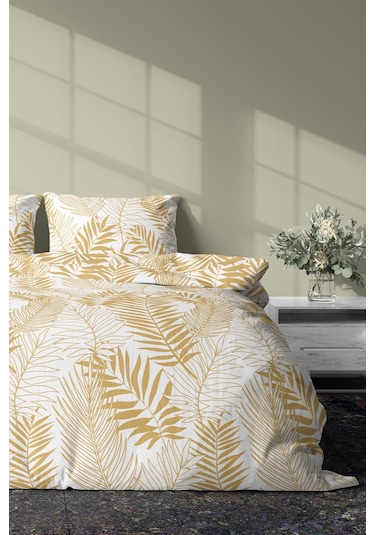 Zeynep Tekstil Nevresim + Yastık Kılıfı Çarşafsız Pamuklu Çift Kişilik Nevresim Seti Lucia 200 x 200 Sarı