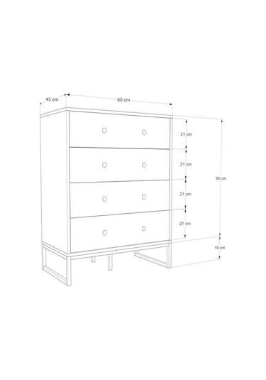 Just Home Alba Şifonyer - Beyaz / Siyah - 105x45x80 Cm Beyaz / Siyah