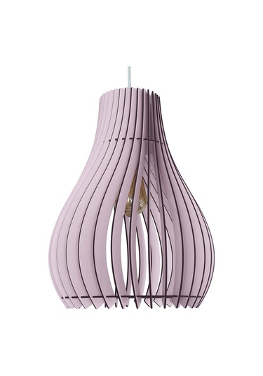 Vialux Modern Ahşap Bohem Rustik Avize Tekli Sarkıt Lamba Pastel Açık Pembe