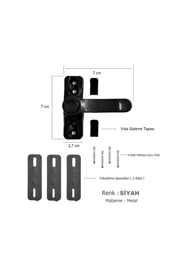 Pvc Pimapen Kapı Pencere Emniyet Çocuk Kilidi Düğmeli Siyah