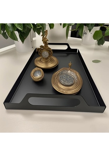 Willowhaven Yeşil Dekoratif Metal Tepsi Yaprak Desenli Dayanıklı İç Ve Dış Mekan Yeşil