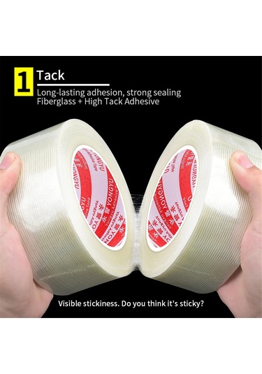 Xindoker Güçlü Paketleme İçin Zırhlı Fibre Şerit Bandı - 50mm X 50m Şeffaf Taşıma Ve Ambalaj İçin Dayanıklı Cam Fiberli Bağlama Bandı