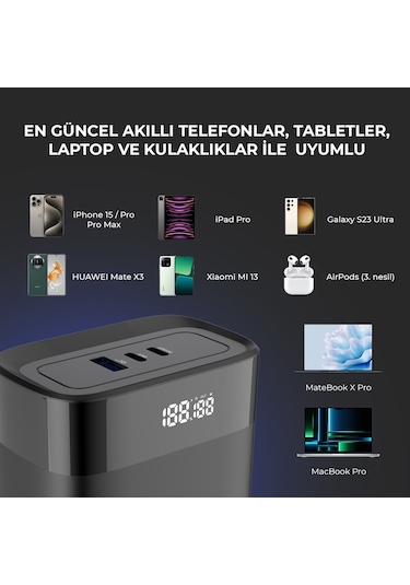 Bix Pb140w 30000mah Usb Ve 2 Type-c Pd 140w Üç Çıkışlı Powerbank