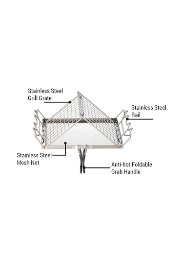 Jeehugo Stahl Çelik Islak Ekmek Izgara, Ev Ve Çıktı Kullanımı, Et Ve Şiş Kebabı Pişirme, Dağ Şekli, Hafif Ve Konforlu Gümüş