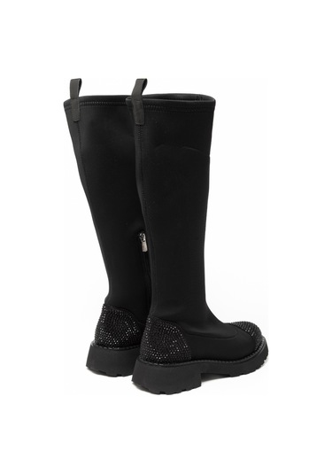 Çizme Kadın Gtn-24573 John May Siyah Strec-siyah Taş Siyah