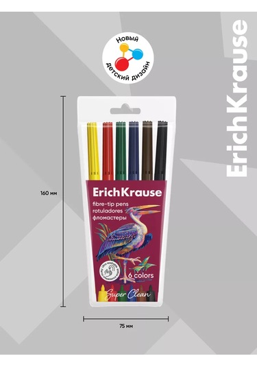 Erichkrause Safari Ultra Washable 6 Renkli Keçeli Kalemler 189489751