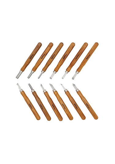 Rox Wood Mini Ahşap Oyma Bıçak Seti 12 Parça Pvc Çantalı