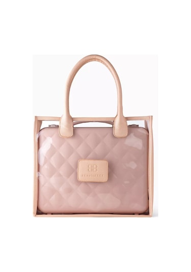 Beautifect Vegan Deri Tote Çanta Şeffaf Panelli, Şık & Seyahat Dostu