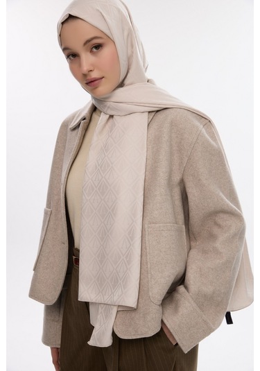 Mirsoy Scarf İpeksi Jakar Şal V Desen Taş