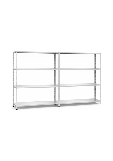 Galvaniz 4 Katlı 2li Birleşik Arşiv Raf Sistemi - Çelik Raf - Metal Raf Metalik