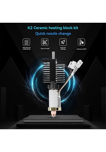 K2 Plus Hızlı Değiştirilebilir Nozul 350c Yüksek Sıcaklık 3d Yazıcı Aksesuarları İçin Seramik Isıtma Bloğu Kiti