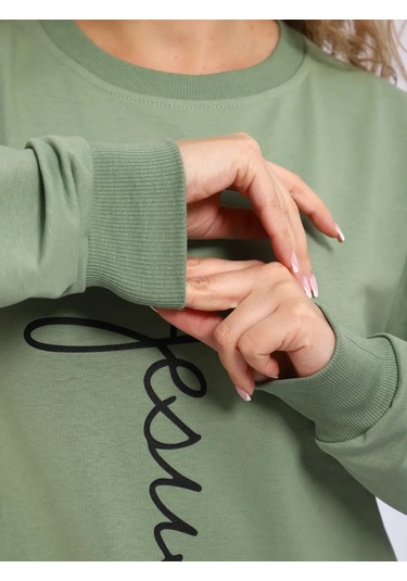 Bakr Textil Rahat Kesim, İçi Şardonlu Olmayan, Kapüşonsuz Sweatshirt 446771901 Khaki