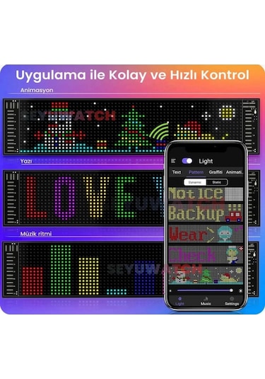 Led Panel Cama Yapışan Telefon Kontrollü Led Ekran Panel 16 64 Led Sayısı