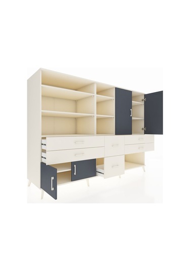 Kronos Dolap 10 Raflı 6 Çekmeceli 4 Kapaklı 220x59x163 Aytaşı-ant Aytaşı-antrasit/aytaşı