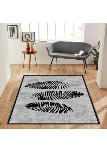 Rovigo Home Dijital Baskı Yıkanabilir Kaymaz Taban Salon Halısı Rvg1861-sm185 Gri