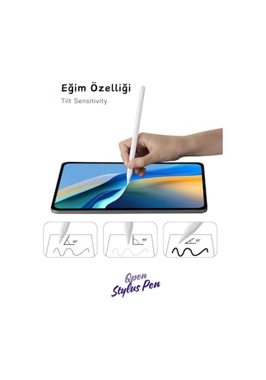 İpad Air 11 2025 M3 A3267 Uyumlu Yapışarak Manyetik Şarj Olabilen Avuçiçi Ve Eğim Özellikli Kalem