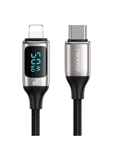 Novahub Usams Us-sj545 1.2m Pd 20w Type-c To Lightning Kablo, 100w Pd Hızlı Şarj, Led Göstergeli, Çinko Alaşımı, Ce Ve Uysal Sertifikalı