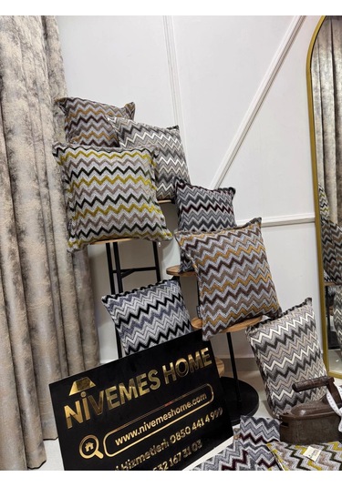 Nivemeshome Sütlü Kahve Gri Elyaf Dolgulu Kırlent Kılıfı 45x45 Sütlü Kahve-gri