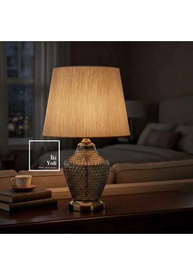 Zaragoza Büyük Cam Abajur Lüks Masa Lambası 63 Cm Aydınlatma Dekorasyon Ürünleri Ev Ofis Hediyesi Çok Renkli