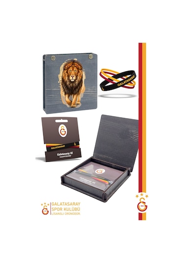 Galatasaray 3'lü Silikon Çocuk Bileklik Ahşap Kutulu 001