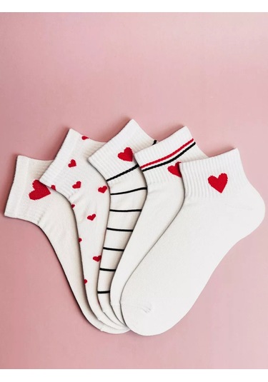 Pinto Socks Kısa Baskılı 5 Çift Çorap Seti 220454210 Beyaz