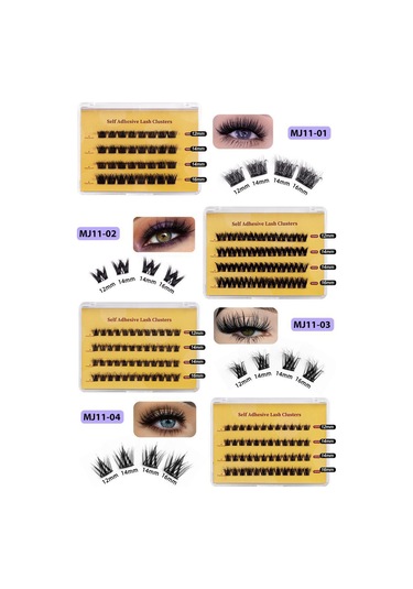 Padalink Mj11-04 5d El Yapımı升级li Otomatik Yapışkanlı Tek Kümelik Kirpik Seti - 10mm+12mm+14mm+16mm, Yoğun立体 Doğal Görünüm, Zaman Kazandıran Uygulama Gümüş