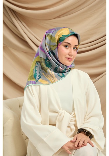 Silk Home Twill İpek Eşarp 11480-51 Metalik Gri, Pembe, Mor, Yeşil, Yağ Yeşili